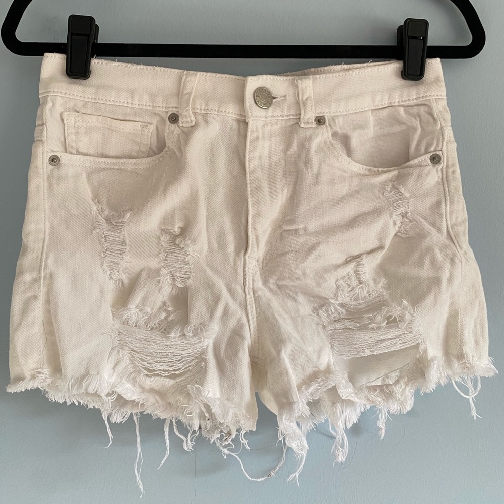 White Distressed Denim Shorts - Express